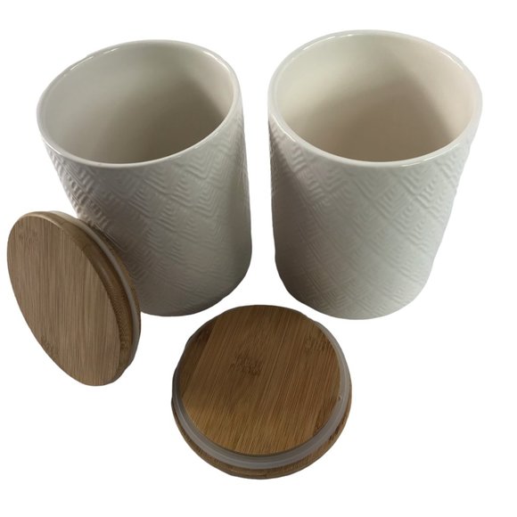 New Ceramic Canister Set by Bread + Butter (Australia), Set of 2 Containers with - Picture 2 of 9